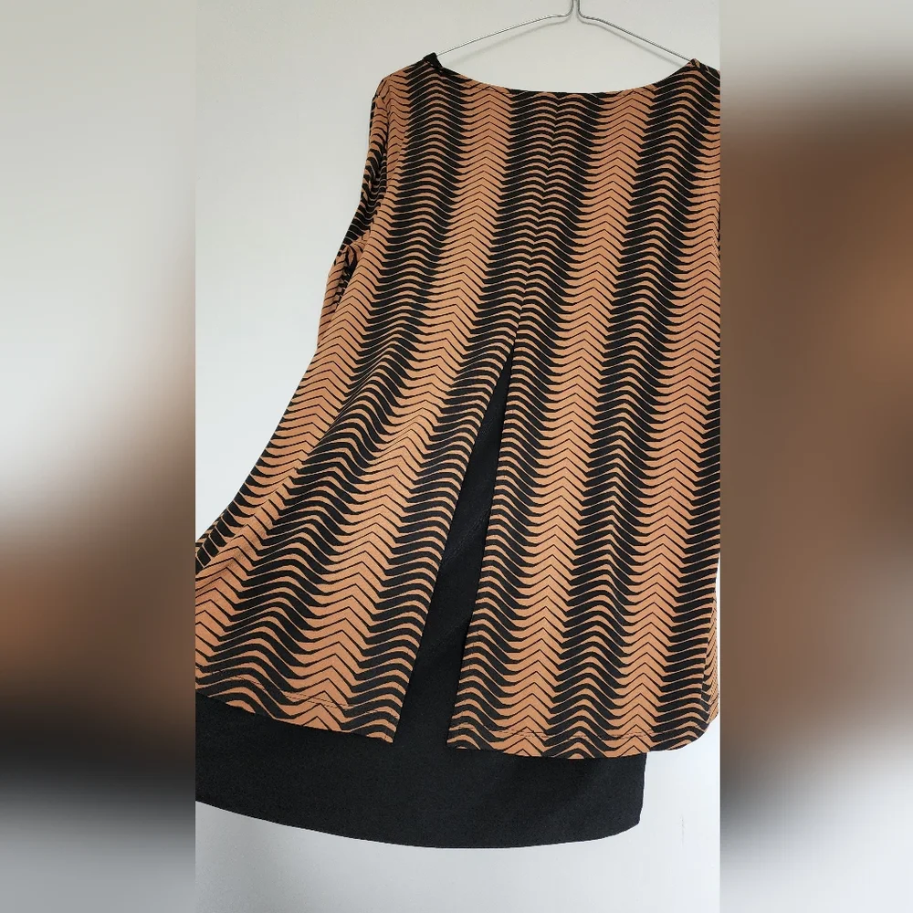 Alfani Tan Brown Rust Black Maternity Top Blouse - Picture 5 of 6